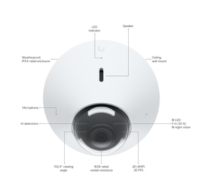Cámara de Seguridad IP para Interiores y Exteriores Ubiquiti Unifi UVC-G4-Dome de 4MP, Video HD 2K, Cámara Domo PoE con Visión Nocturna IR, Audio Bidireccional - Product Image 6