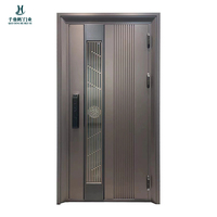 Porte d'entrée extérieure de villa personnalisée, design chinois, portail de sécurité en aluminium moulé, sculpté avec raffinement, étanche et épaissi