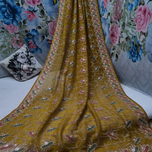 New <b>Designer</b> Silk Traditional Georgette Embroidery Work with Jeri Work Party Saree Collection - Product Image 1