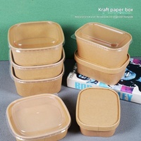 Bols en papier kraft jetables et recyclables avec couvercles, contenants à emporter compostables pour la préparation des repas, les fêtes, vente en gros de boîtes alimentaires, grande taille