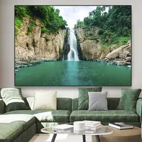 Lukisan Kanvas Pemandangan Pantai Hawaii Gambar Laut Emas Matahari Terbenam Poster Seni Dinding Pohon Palem Tropis Lukisan Dekorasi Rumah Pemandangan