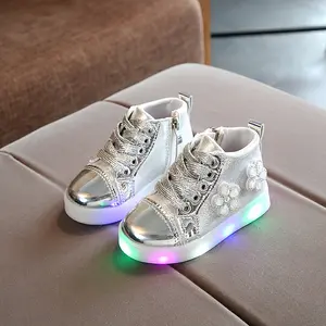 ילדים אורות עד נעליים גבוהה למעלה סניקרס עבור בנות ילדי LED תאורה נעלי סניקרס הזוהר תינוקות שלב ביצועים סניקרס