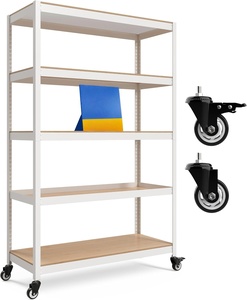 Medium Duty 5 Layer Steel Warehouse Rack Storage Shelving with Wheels and Corrosion Protection - Product Image 1
