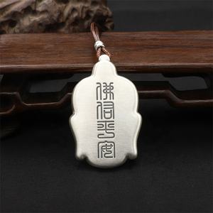 Collier pendentif vintage en <span class=keywords><strong>argent</strong></span> sterling 999, tête de <span class=keywords><strong>Bouddha</strong></span> thaïlandais porte-bonheur Amitabha - Product Image 6