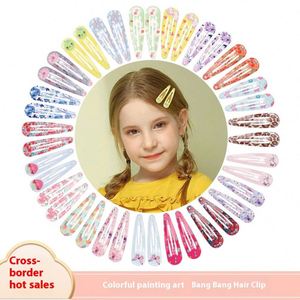 Accessoires pour cheveux à paillettes de style européen-américain pour enfants, couleur bonbon, pince BB 8223, bord en forme de goutte d'eau peinte, métal YOKIKIDS - Product Image 2