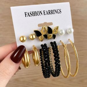 Aretes de Aro con Forma de Flor, Corazón y Estrella, Chapados en Oro, Estilo Punk Retro, para Mujer - Product Image 2