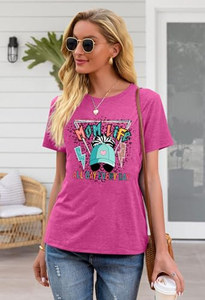 T-shirts OEM ODM pour femmes : 'En <span class=keywords><strong>ma</strong></span> période de maman', 'Mama', 'Mom Life', avec impression de lettres 'Mama' amusante, décontractés pour la Fête des Mères - Product Image 4