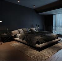 Ensemble de lit rembourré en tissu minimaliste moderne avec cadre en bois de pin Couleur personnalisable Design modulaire-Mobilier de chambre à coucher de luxe