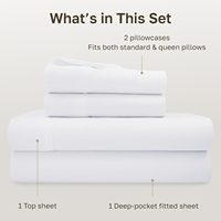 Ensemble de draps de lit en microfibre de haute qualité, 4 pièces, 100% polyester, comprenant un drap-housse, un drap plat et des taies d'oreiller