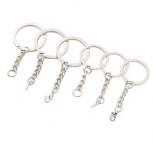 Wholesale Factory 25mm 30mm <b>Keyring</b> With Chain DIY Hardware Keychain Accessory Silver Nickel Plating Flat <b>Keyring</b> Split Key <b>Ring</b> - Product Image 5