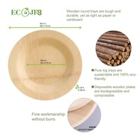 Assiettes jetables en bambou 5 pouces, écologiques, biodégradables, en bois, compostables, pour fêtes, mariages, traiteur, vaisselle en gros