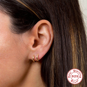 ROXI Luxury S925 <b>Sterling</b> <b>Silver</b> Glossy <b>Hoop</b> Earrings Zircon 18K Gold Rose Gold-Trendy Style for Wedding Party Great Gift Idea - Product Image 5