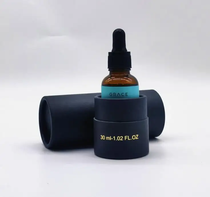 香水用30ml 50ml 100mlクラフトブラックカラーオイルボトル紙管包装