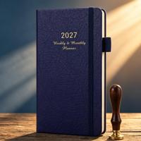 Agenda hebdomadaire et mensuel OEM portable à couverture rigide de qualité supérieure 2027 pour l'organisation des tâches personnelles