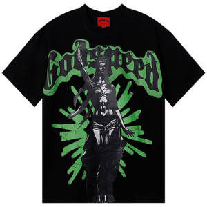 เสื้อยืดคอกลมโอเวอร์ไซส์พิมพ์ลายแขนสั้นผ้าฝ้ายถัก 100% รุ่นใหม่ประจำฤดูร้อนปี 2025 สำหรับผู้ชาย แบรนด์ Godspeed เหมาะสำหรับใส่ในชีวิตประจำวัน - Product Image 4