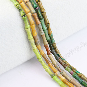 Cuentas de Piedra de Bambú Natural de 5 mm x 12 mm, Cuentas de Cristal de Ágata de Encaje de Jaspe Aqua Terra para la Fabricación de Joyas - Product Image 1