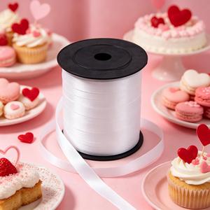 Party Love Available in lengths of12 meters and above Plastic Satin White Ribbon 500m Christmas Decorations - Product Image 6