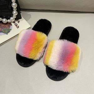 <span class=keywords><strong>Sandales</strong></span> en fourrure de renard moelleuses pour femmes, semelle en PVC, <span class=keywords><strong>sandales</strong></span> d'intérieur, toutes saisons - pour l'été, l'hiver, le printemps, l'automne, couleurs mélangées - Product Image 3