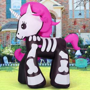 Custom Halloween Skeleton <strong>Unicorn</strong> Inflatable Yard Decoration Cute LED Lights for Outdoor <strong>Party</strong> Decorations - Product Image 1