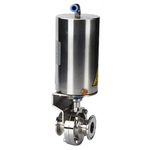 Válvula de controle hidráulico sanitária is14001, válvula de borboleta a preço de água com atuador pneumático de aço inoxidável