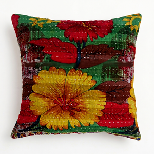 Hot Sale New Print Fine Stitch Sari Kantha Floral <b>Pillow</b> Cover - Product Image 1