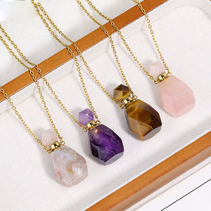 สร้อยคอหินหยกธรรมชาติประดับคริสตัลน้ำหอม ชุบทอง 14k 18k ทำจากสแตนเลส 316 ไม่ลอก ไม่ดำ กันน้ำ สำหรับผู้หญิง - Product Image 1