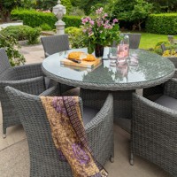 Chaises de salle à manger en rotin d'extérieur avec table ronde, mobilier de jardin en osier, grand fauteuil avec table, résistant aux UV, ensemble de salle à manger pour la cour