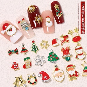 Zirconia Rhinestone Gold Jewelry 3D Christmas nail charms Rose nail charms - Product Image 3