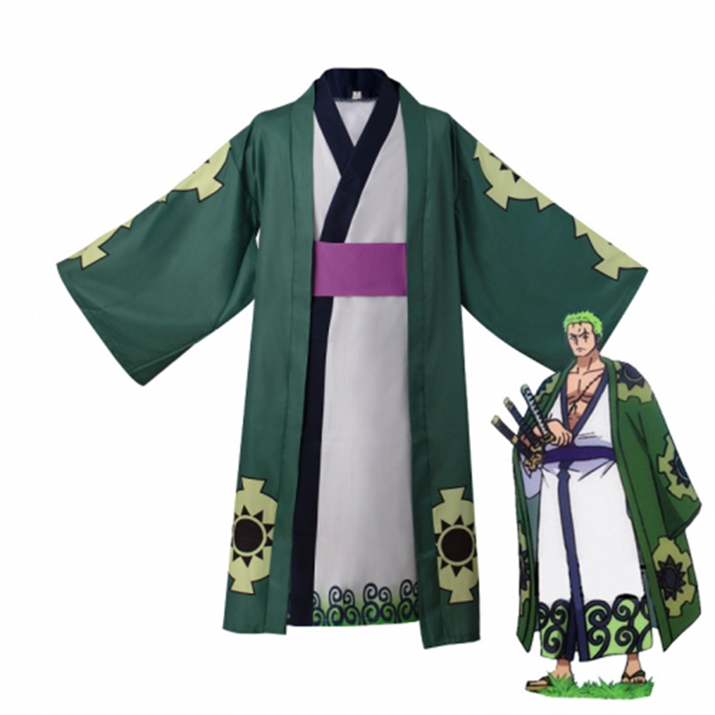 1 buah Set kostum Anime Kimono acara Anime Cosplay pesta Coser kartun Zoro