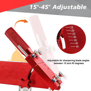 Lawnmower <b>Blade</b> <b>Sharpener</b> 15-45 Degree Adjustable Aluminum Alloy Manual Tool For Standard <b>Blades</b> Red Color - Product Image 3
