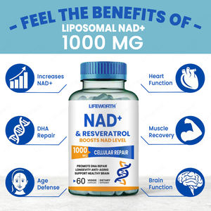 Capsules Liposomales NAD+ Lifeworth : Boost d'Énergie pour Adultes, Antioxydant, Certifié HACCP et GMP - Product Image 5