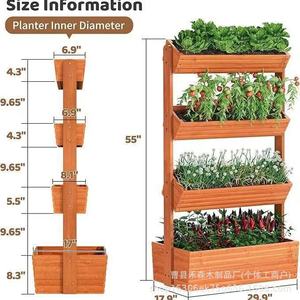 Wooden Multi Layer <b>Planter</b> 4 Tier Outdoor Garden Flower Pot Rectangular Plant Box For Green Plants And <b>Vegetables</b> - Product Image 1