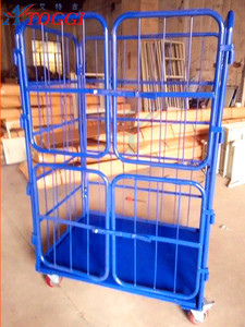 4-डोर फोल्डेबल भारी शुल्क स्टील वायर पाउडर लेपित 500 किलोग्राम क्षमता भंडारण कार्ट ट्रॉली - Product Image 6