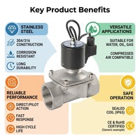 Vanne solénoïde d'arrêt industrielle en acier inoxydable 304 NC 24V 220V, interrupteur électronique pour pipeline