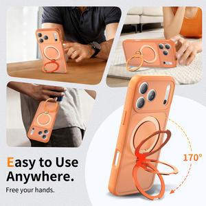 เคส iPhone 17 Pro Max พร้อมขาตั้งวงแหวน ป้องกันแรงกระแทก แม่เหล็กสำหรับ iPhone 16 15 เคสป้องกันแบบใส ขาตั้งวงแหวนแม่เหล็กแบบซ่อน - Product Image 4