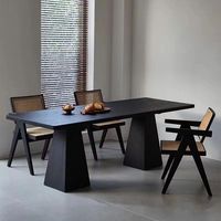 Nouvelle table à manger en bois massif noir de style nordique, table de salle à manger moderne en frêne blanc, mobilier de maison à grand panneau pour bureau