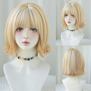 Pelucas de pelo de corte pixie con flequillo, pelucas rubias, lindo Bob, pelo ondulado en capas cortas, peluca de mujer de 12 pulgadas, venta al por mayor, pelo rubio de Halloween 613 - Product Image 2