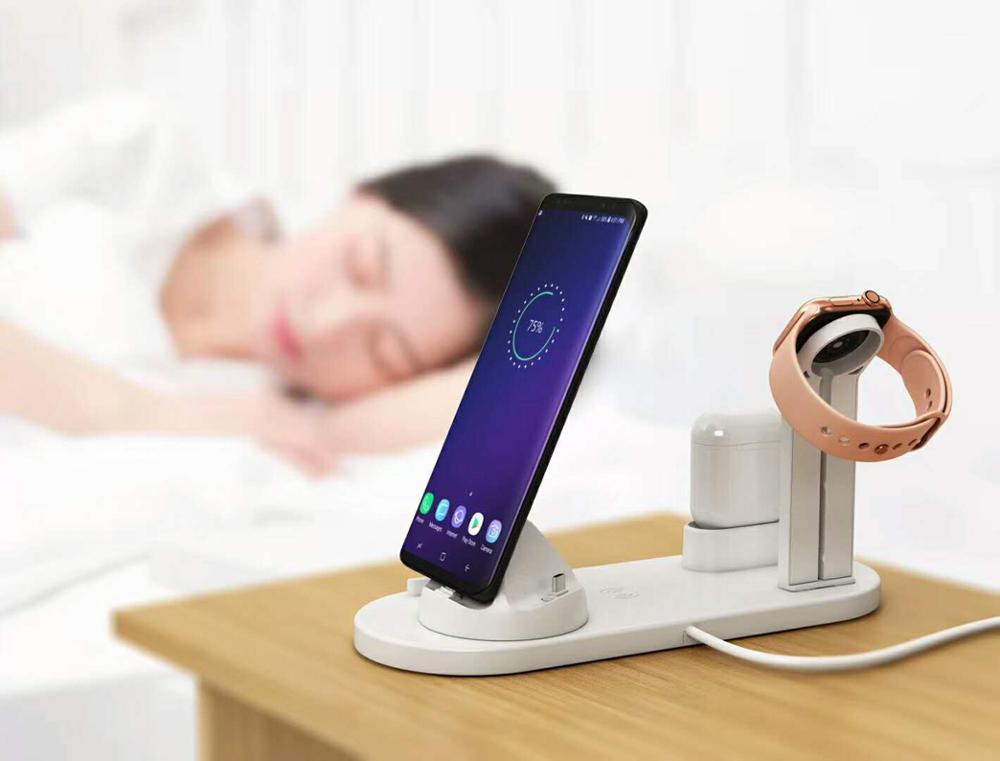 Amazon Top Seller Qi Chargeur Sans Fil 3 En 1 Chargeur Sans Fil De Charge Rapide De Bureau Station D'accueil