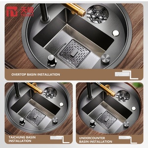 Fregadero Circular Multifuncional de Acero Inoxidable 304, Herraje de Cocina Oculto para Cocina y Bar - Product Image 4