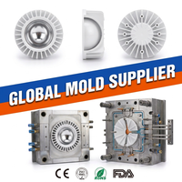 Moule de dissipateur de chaleur pour lampe LED, 18 ailettes de refroidissement, support de lampe à bulbe rond en PC V0, service de moulage d'éclairage personnalisé