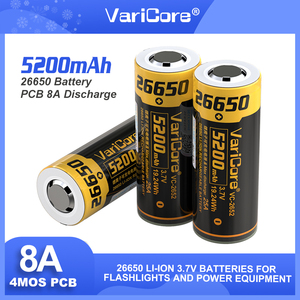 VariCore VC-2652 26650 8A Power Rechargeable Lithium <strong>Battery</strong> <strong>3.7V</strong> 5200mA Suitable for Flashlight PCB protection - Product Image 4