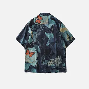 Wholesale Mens Over Digital Printed Shirts Unisex Turn-Down Collar Custom Logo Short Sleeve Shirts For Men