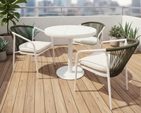 Chaise de jardin en alliage d'aluminium, design empilable confortable, résistante aux intempéries, avec tressage en corde, pour salle à manger et salon