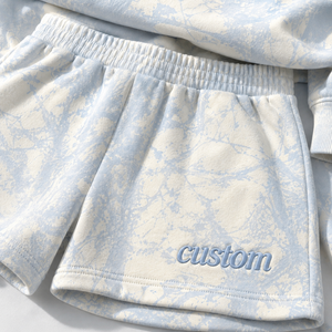 Conjunto de Sudadera y Pantalones Cortos de Cuello Alto con Estampado Tie-Dye 100% Algodón para <span class=keywords><strong>Mujer</strong></span>, <span class=keywords><strong>Tallas</strong></span> <span class=keywords><strong>Grandes</strong></span>, Personalizado con Estampado 3D en Relieve, Ropa Deportiva Casual - Product Image 3