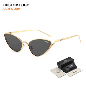 <span class=keywords><strong>Gafas</strong></span> de Sol de Moda para <span class=keywords><strong>Mujer</strong></span>, Listas para Enviar, Logotipo Personalizado al por Mayor, Diseño Único de Onda Curva, Montura Pequeña Triangular Retro - Product Image 3