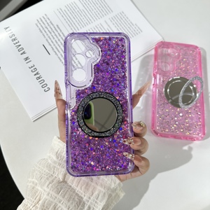 Funda de Teléfono Irrompible de TPU+PC con Soporte de Espejo Giratorio y Resina Epoxi Brillante, Nueva Tendencia 2026 para MOTO EDGE 70 <span class=keywords><strong>Fusion</strong></span> 5G - Product Image 4