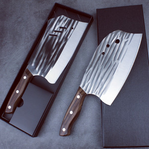 Cuchillo de cocina de tres filos, cuchillo para cortar, cuchillo para rebanar para mujer, cuchillo de picar forjado de punta redonda, cuchillo de doble propósito para - Product Image 1