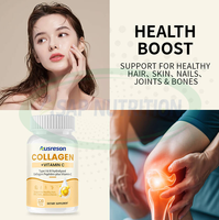 Ausreson Super Collagène Marin Hydrolysé et Vitamine C, Biotine, Zinc, Fer Plus Soutien Soin de la Peau Halal Comprimés de Collagène et Vitamine C