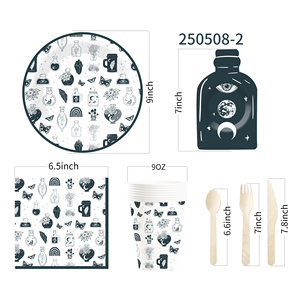 DAMAI Halloween Party Supplies Party Disposable Tableware Set Birthday Favor for Halloween Party Halloween Paper Plates Napkins - Product Image 5