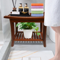 Excellent siège de bain en bambou imperméable pour spa, chaise de douche intérieure avec étagère de rangement pour salon, chambre à coucher, salle à manger, tabouret de service